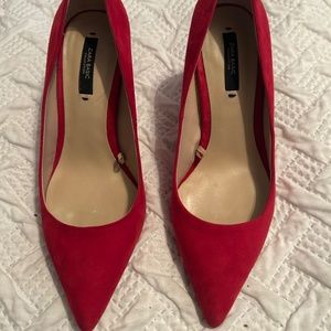 Zara Basic Red Suede Heels 7.5